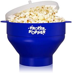 The Original Proper Popper Microwave Popcorn Popper, Silicone Popcorn Maker, Collapsible Bowl BPA Free & Dishwasher Safe (Blue)