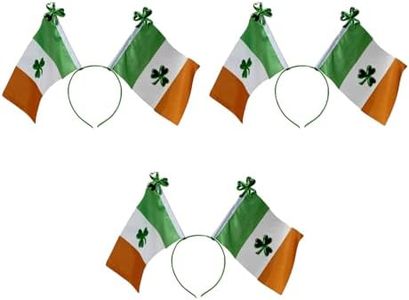 PMU Saint Patrick's Day (Green, White, Orange) Irish Flag Boppers with Shamrock Costume Headband Pkg/3
