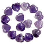 Marrywindix 15 Packs 0.8 Inch Healing Crystal Natural Heart Love Carved Palm Worry Stone Chakra