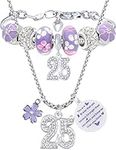 25th Birthday Gifts for Women, 25th Birthday Jewelry, 25 Year Old Birthday Necklace, 25th Birthday Jewelry for Women, 25th Birthday Bracelet, Girls 25th Birthday Gifts, 25th Birthday Decorations, Purple, Large