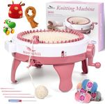 Knitting Machine, Noonchili 48 Needles Knitting Loom Machine with Row Counter, Smart Double Knit Loom Round Spinning Knitting Machines for Adults/Kids, DIY Knit Loom Machine Kit for Hat, Gloves（Pink）