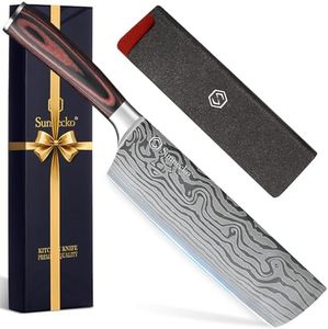 Sunnecko Nakiri Knife 7 inch,High Carbon Stainless Steel Cleaver Knife,Ultra Sharp Cooking Knives with Sheath and Gift Box for Family & Restaurant