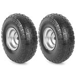 AR-PRO (2-Pack) 4.10/3.50-4" Tire and Wheel Flat Free - 10" Solid Rubber Tires Wheel with 5/8" Bearings and 2.2" Offset Hub - Perfect for Wheelbarrow, Hand Truck, Garden Carts, Yard Wagon Dump Cart