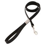 SEVENPENCE Leather Dog Leash Handmade Genuine Soft Leather Leash Buckle 4FT Heavy Duty Leashes for Small Medium Dogs Training and Walking (Black, 1.2M/4FT)