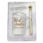 Best Auntie Ever Mug Best Aunt Ever Mug Gifts Best Auntie Ever Coffee Mug Auntie Coffee Mug Birthday Mothers Day Gifts for Auntie Aunt from Nephew Niece 14 Ounce Grey with Gift Box Spoon Coaster