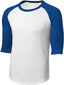 Joe's USA(tm Mens 3/4 Sleeve 100% Cotton Baseball Tee Shirt,S White/Royal