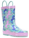 Western Chief Rain Boots with Pull on Handles for Toddlers and Kids - Premium Waterproof Boots for Boys and Girls, Lucky Unicorn, 11-12 Little Kid