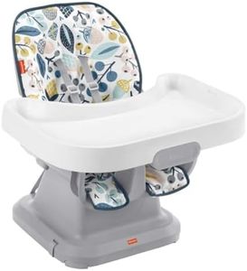 Fisher-Price Baby to Toddler High Chair SpaceSaver Simple Clean Portable Dining Seat & Booster with Washable Deep Tray & Liner, Pacific Pebble