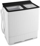 Giantex Portable Washing Machine, 26LBS Twin Tub Mini Compact Laundry Washer Spinner Combo with Drain Pump, 18Lbs Washer and 8Lbs Spinner for Apartments, RVs, Dorms, Black+White