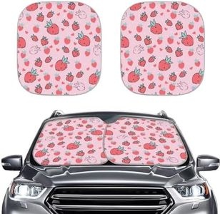 Coldinair Cute Strawberry Car Windshield Sun Shade,Sunshade for Car Windshield Block UV Rays Protector Sun Shades Window Shield Visor Cover Keep Your Vehicle Cool, Foldable, Cowhide