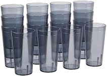 US Acrylic Cafe Plastic Reusable Tumblers (Set of 16) 20-ounce Water Cups in Grey | Value Set of Restaurant Style Drinking Glasses, Stackable, BPA-free, Made in the USA | Top-rack Dishwasher Safe