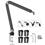 YOUSHARES Universal Boom Arm, Upgraded Mic Arm - Sturdy Stainless Steel Mic Boom Arm for HyperX QuadCast, Blue Yeti, Rode, Razer and other Mic, Mic Stand with 5 Freely Adjustable Joints