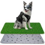 SSRIVER 2-in-1 Artificial Grass & Reusable Puppy Pad Set - 60x90cm Fake Grass Pee Pad for Dogs Potty Training Litter Box for Indoor/Outdoor