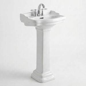 Fine Fixtures Roosevelt Bathroom Pedestal Sink – 18-Inch Small Pedestal Sink, Durable Vitreous China Ceramic with 4 Inch 3-Hole Bathroom Sink Faucet – Ideal for Modern Bathrooms
