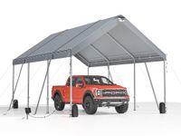 12 * 20 Heavy Duty Carport Canopy - Extra Large Portable Car Tent Garage with Adjustable Peak Height from 9.5ft to 11ft,Removable Roof &Side Walls for Car, SUV,Boats