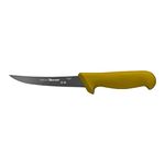 Starrett Professional Stainless Steel Kitchen Boning Knife - Narrow Curved Profile - 5-inch (125mm) - Yellow Handle