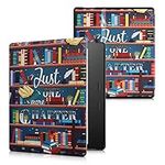kwmobile Case Compatible with Amazon Kindle Oasis 10. Generation Case - eReader Cover - Library Motto Multicolor