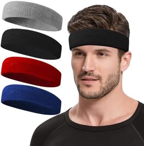 Mens Sweat Bands - Terry Cloth Sport Headbands for Men - Workout Headbands for Women - Running Headband -Tennis Athletic Sweatband for Cycling, Basketball, Yoga, Fitness