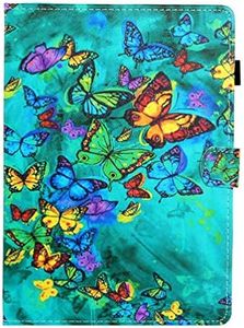 AIFILLE Flip Housse Coque Universel Tablette 10 Pouces Universelle Pochette Etui de Protection en Cuir Volant Papillon Coloré Smart Cover Compatible avec iPad Samsung ASUS Kindle 10 Pouces Tablette