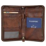 Polare Full Grain Leather Passport Holder Cover Case for Men RFID Blocking Travel Wallet Holds 4 Passports (Coffee)