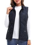 Argstar Women's Quilted Puffer Vest, Stand Collar Lightweight Zip Padded Outerwear Gilet Dark Blue