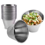 Fit Meal Prep [24 Pack 4 oz Stainless Steel Dipping Sauce Cups, Reusable Metal Ramekins, Commercial Grade Condiment Bowls, Individual Portion Cups, Small Round Au Jus Cup for Home, Restaurant