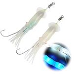 Dr.Fish Saltwater Fishing Lures LED Squid Baits 6 Inch Deep Drop Lights Offshore Trolling Lures Lighted Lures Halibut Tuna Rig Sea Fishing Lincod Mahi Mahi Striper Lures Blue & Colorful