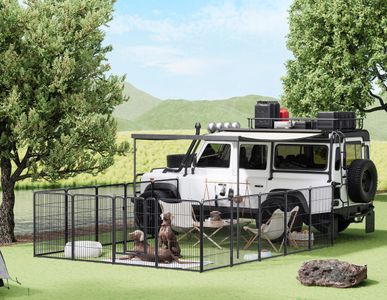 HOMIDEC 8-Panel Dog Pen, 100cm – Black Pet Playpen