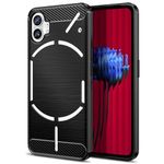 Qiinogow Case Compatible with Nothing Phone 1, Slim Fit Phone Cover with Shock-Absorption, Carbon Fiber TPU Rubber Protective Case, Black
