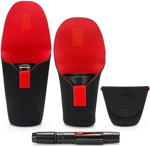 Belle Vous Set de Fundas Protectoras para Objetivos - 3x Funda para Lente de Camara de Fotos y 1x Lápiz de Limpieza - Estuche para Lentes de Cámara DSLR Universal - 3 Tamaños
