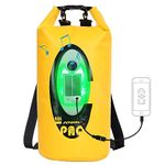 Qoolife Dry Bag Waterproof with Solar Bluetooth Speaker & Light - 20L Roll Top Dry Sack Keeps Gear Dry for Men Women Kayaking, Beach, Rafting, Boating, Hiking, Camping and Fishing (Yellow-BL)