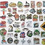 50Pcs Funny Fishing Ice Fishing Fly Fishing Stickers for Boats Fish Decals Trout Bass Walleye Catfish Graphics for Toolbox Coolers