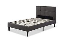 ZINUS Lottie Upholstered Platform Bed Frame / Mattress Foundation / Wood Slat Support / No Box Spring Needed / Easy Assembly, Grey, Twin