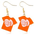 2Pcs Orange Shirt Earrings, Orange T-Shirt Shape Earrings Acrylic Orange Shirt Earring for Kids Girls and Women