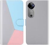 ClickCase Pastel Series Faux Leather Magnetic Card Holder Wallet Kickstand Case Flip Cover for vivo V40 Pro 5G (Soft Tricolor)