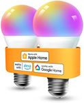 Refoss Smart Bulbs Works with Apple HomeKit, Color Changing Smart Wi-Fi Light Bulbs Compatible with Siri, Alexa and Google, A19 E26 Fitting, 2700K-6500K RGBWW Dimmable, 9W 810 Lumens, 2 Pack