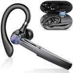 Bluetooth Headset V5.3, 110H HD Talk Handsfree Earpiece Wireless Headset with 2 ENC Noise Canceling Microphone Mute, USB-C Charge, IP7 Waterproof, in-Ear Headphone for Business/Office/Driving Black