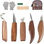 Wood Carving Tools Set, 10Pcs Beginners Wood Carving Kit with Carving Hook Knife, Wood Whittling Knife, Chip Carving Knife, Gloves for Spoon Bowl or General Woodwork for Woodworking