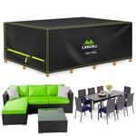 LXKCKJ Patio Furniture Set Covers , Rectangular Outdoor Table Covers with Waterproof Strip and 4 Windproof Buckles, Heavy Duty Weather Cover Protect Furniture for a Whole Year (Black-65Lx42Wx28H)