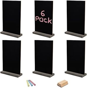 BELLE VOUS Mini Pizarras con Soporte (Pack de 6) 15 x 22 cm - Pizarra Negra con Dos Lados de Sobremesa con Base de Madera - Pizarra Pequeña Cartel para Bodas, Fiestas de Cumpleaños y Bufé