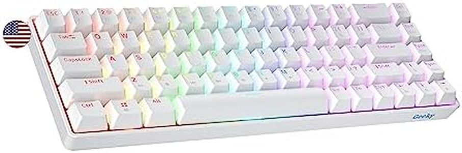 Geeky GK65 65% | Hot Swappable Tastiera da Gioco Meccanica | 68 Tasti Multi Colore RGB LED Retroilluminati per Gaming su PC/Mac | ANSI US Tastiera Americana (Bianco, Mechanical Brown)