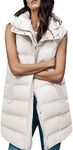 Gihuo Women's Long Puffer Vest Winter Quilted Hooded Sleeveless Zip Up Long Jacket Vest Gilet, Beige, Medium
