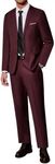 COOFANDY Men's 2-Piece Suit Christmas Dress Suit Set Notched Lapel Slim Fit Formal Jacket Pants Set for Party Prom Burgundy