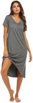 Ekouaer Sleepwear Womens Snap Front Nightgown Housecoat Cotton Duster Short Sleeve House Dress, Gray, Medium