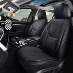 HOMOSTARRY Black Car Seat Cover Full Set, Nappa Leather Seat Cover, Waterproof Car Seat Protector Cover Airbag Compatible, Seat Covers Universal Fit for Most SUV, Sedans, Pick-up Trucks