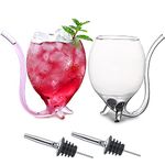 Vampire Wine Glass Set of 2 Cocktail Glass 12oz with Drinking Tube Straw Creative Glass Decanter Cups Mugs for Wine Champagne Juice Home Bar Party Club Glassware Barware Tool