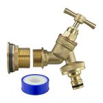 Solid brass garden waterbutt/rain barrel/water tank outlet adaptor 1/2" (26mm hole) r+range of tap options (002)