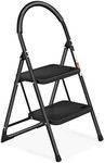 2 Step Ladder, SPIEEK Folding Step Stool with Extra Wide Anti-Slip Pedal, Lightweight Portable Sturdy Steel Ladders with Handgrip for Household Kitchen Office Outdoor, Escabeau Black, 330lbs Capacity