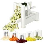 Nuvantee Vegetable Spiralizer - Zucchini Noodle Maker Slicer w/ 5 Blade Cutter Attachments - Food Spiralizer for Veggies, Curly Fries, Zoodles, Potato, Squash & Spaghetti﻿