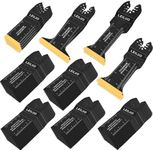 LEILUO 110 Pcs Oscillating Tool Blades Extra Long & Wide Titanium Multitool Blades for Wood Metal Oscillating Saw Blade with Storage Bag Compatible with DeWalt Milwaukee Dremel Makita and More